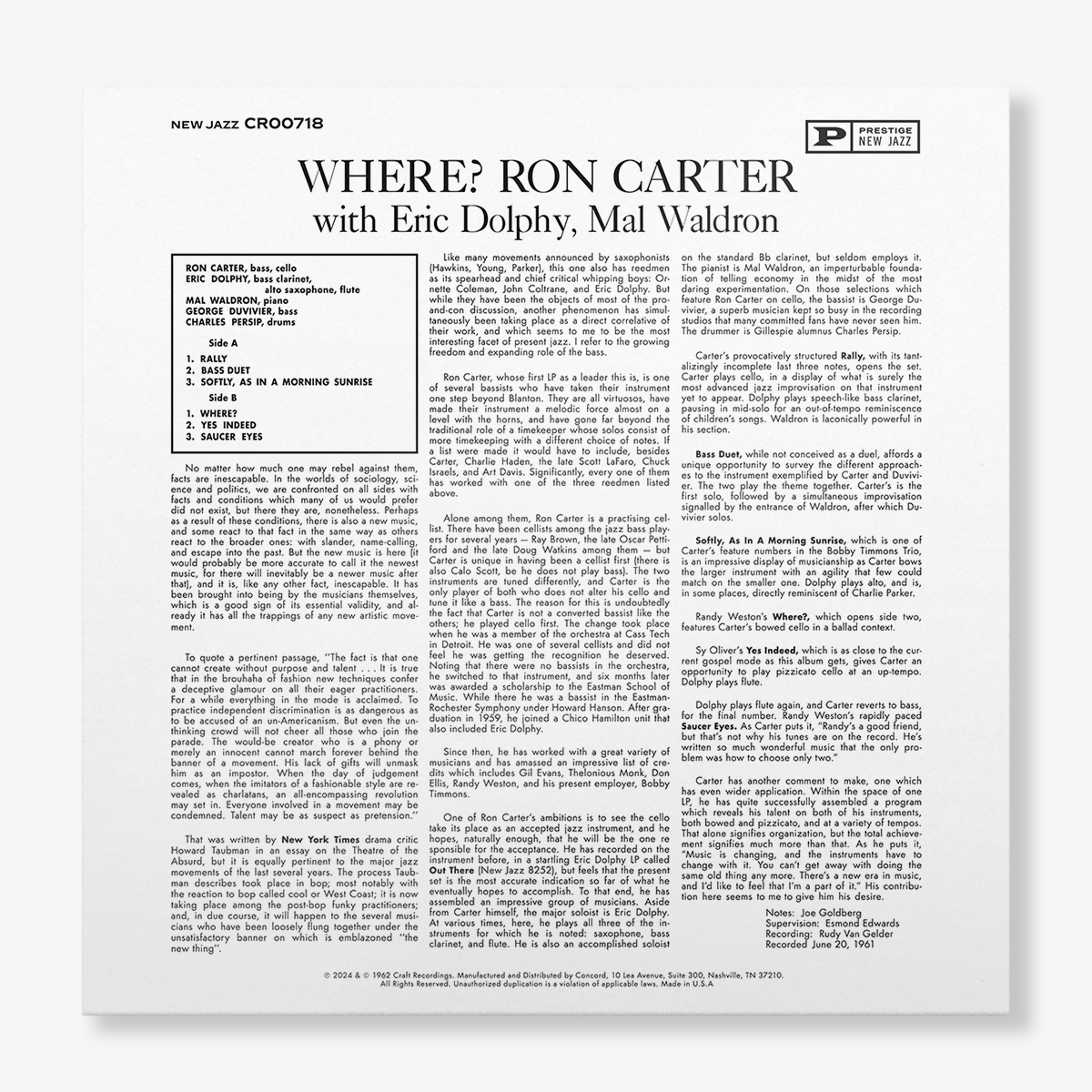 Where? (Original Jazz Classics Series) (180g LP) Vinyl Record