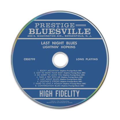 Last Night Blues (Bluesville Series) Music CD