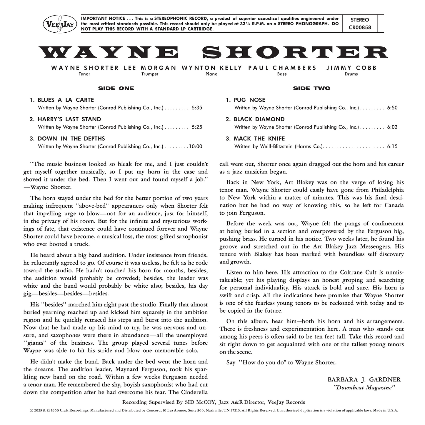 Introducing Wayne Shorter (Original Jazz Classics Series) (180g LP) Vinyl Record