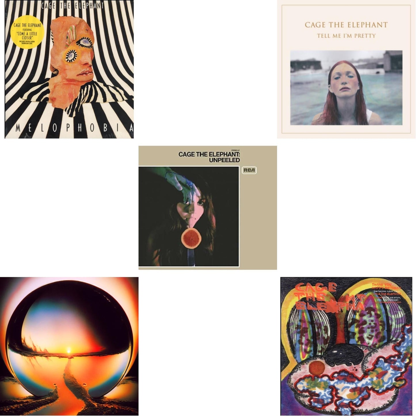 Cage The Elephant - Neon Pill & Thank You Happy Birthday & Tell Me I'm Pretty (180G/Dl Card/Gatefold) & Melophobia (180G/Dl Card) & Unpeeled (2LP/140G/Gatefold)
