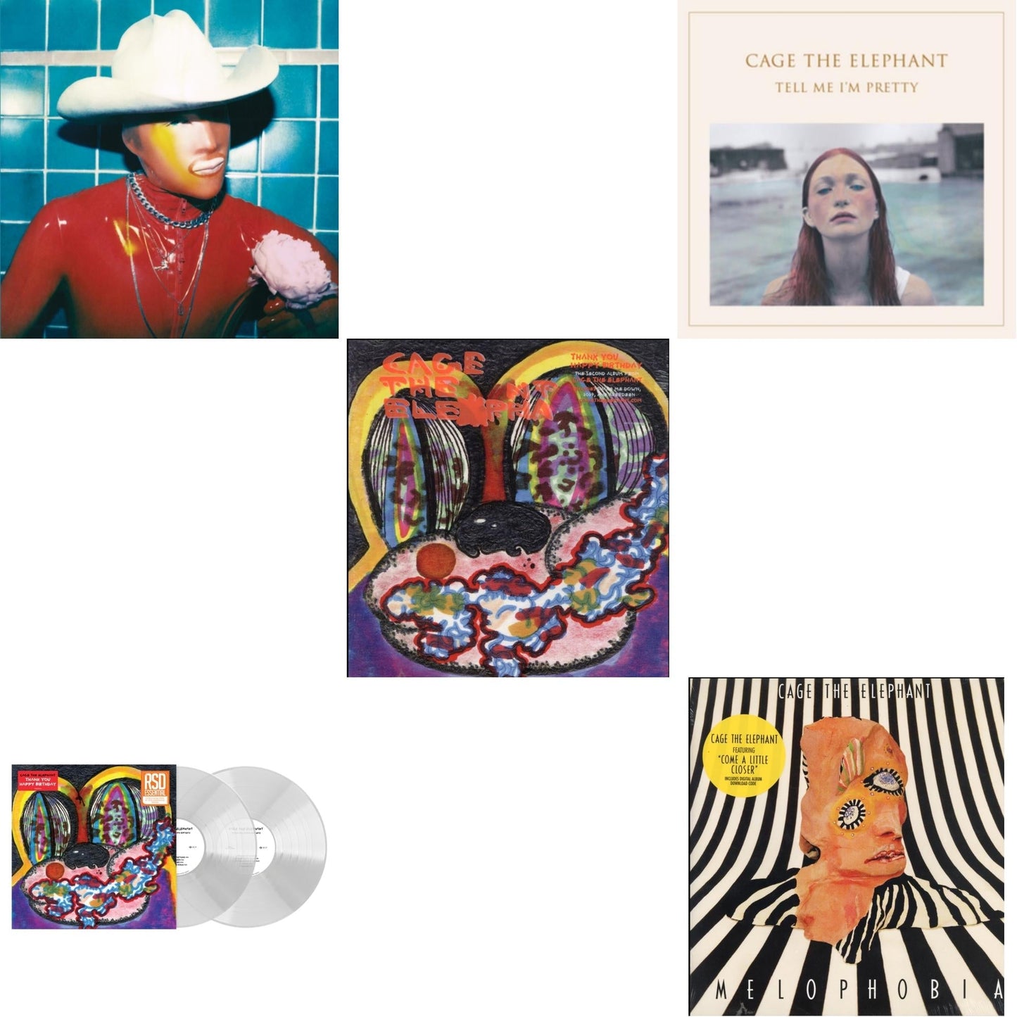 Cage The Elephant - Social Cues (140G/Dl Insert) & Thank You Happy Birthday (2LP/Utra Clear Vinyl) (Rsd Esstenial) & Thank You Happy Birthday & Tell Me I'm Pretty (180G/Dl Card/Gatefold) & Melophobia (180G/Dl Card)