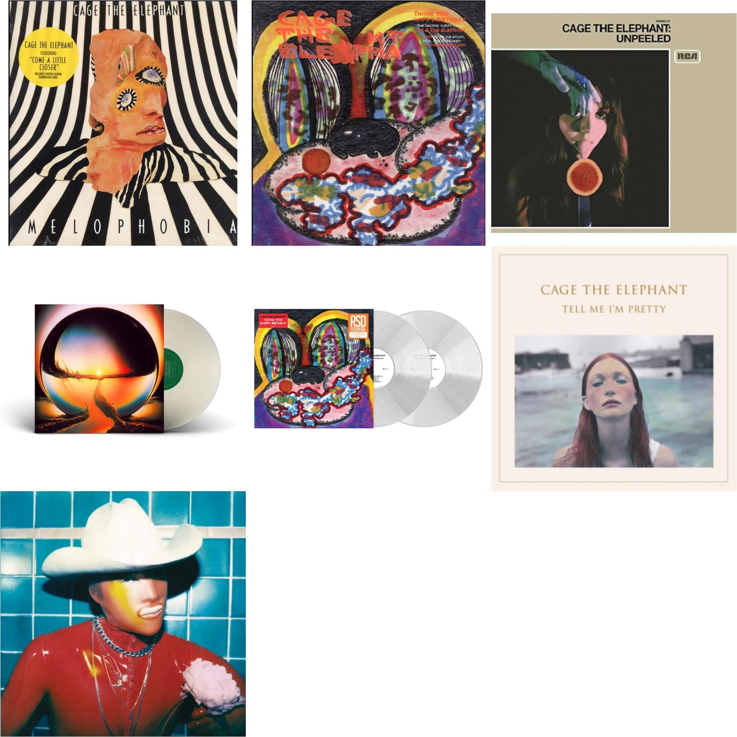 Cage The Elephant - Social Cues (140G/Dl Insert) & Thank You Happy Birthday (2LP/Utra Clear Vinyl) (Rsd Esstenial) & Neon Pill (Milky Clear LP Vinyl) (I) & Thank You Happy Birthday & Tell Me I'm Pretty (180G/Dl Card/Gatefold) & Melophobia (180G/Dl