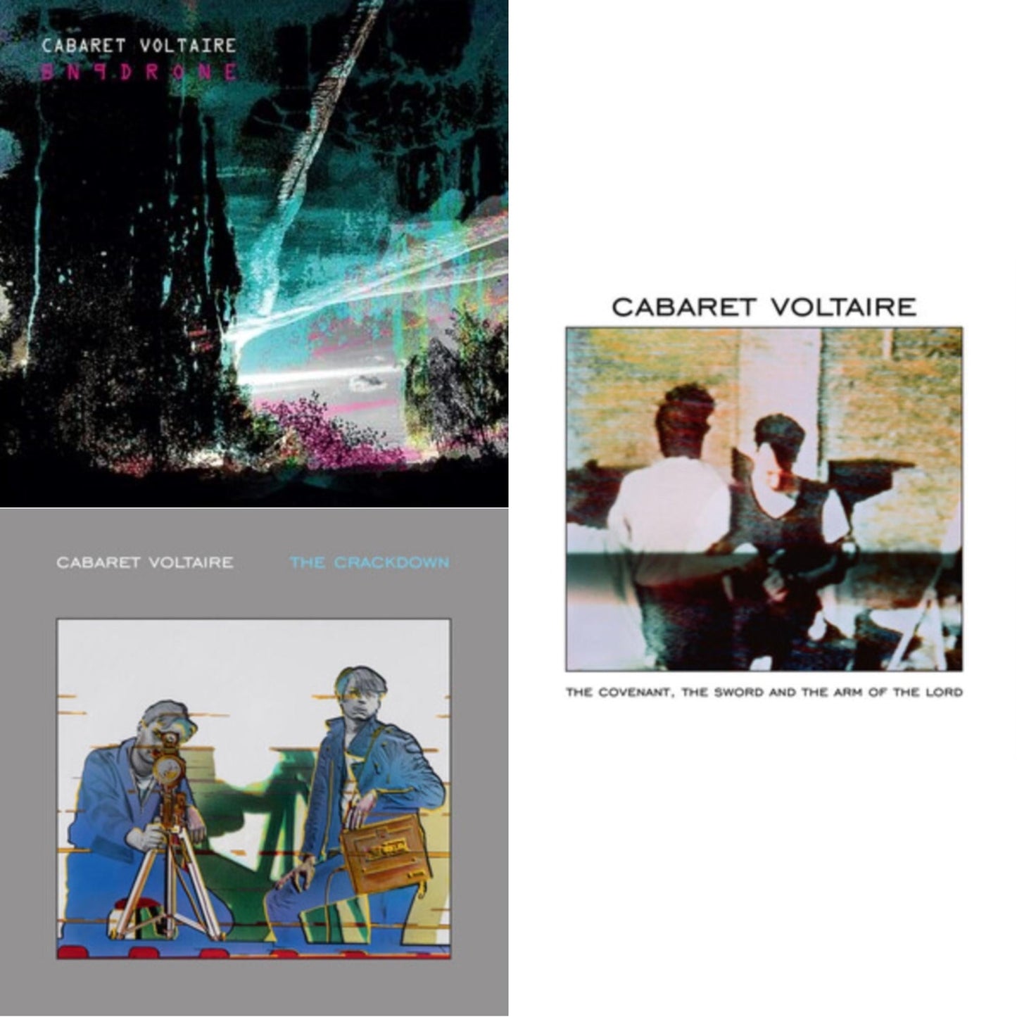 Cabaret Voltaire - Bn9drone (Limited Edition/White LP Vinyl) & Crackdown (Limited Edition/Grey LP Vinyl) & Covenant, The Sword & The Arm Of The Lord (Limited Edition/White LP Vinyl)