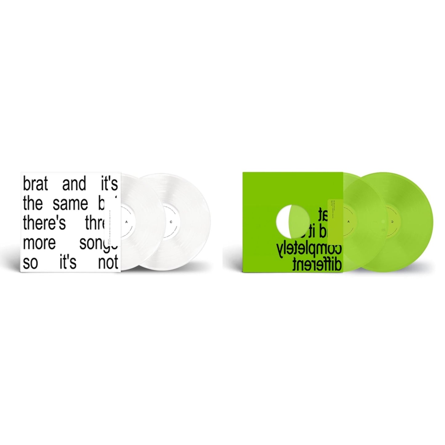 Charli Xcx - Brat & It's The Same But There's Three More Songs So It's Not (2LP/White Vinyl) & Brat & It's Completely Different (2LP/Brat Green Vinyl)