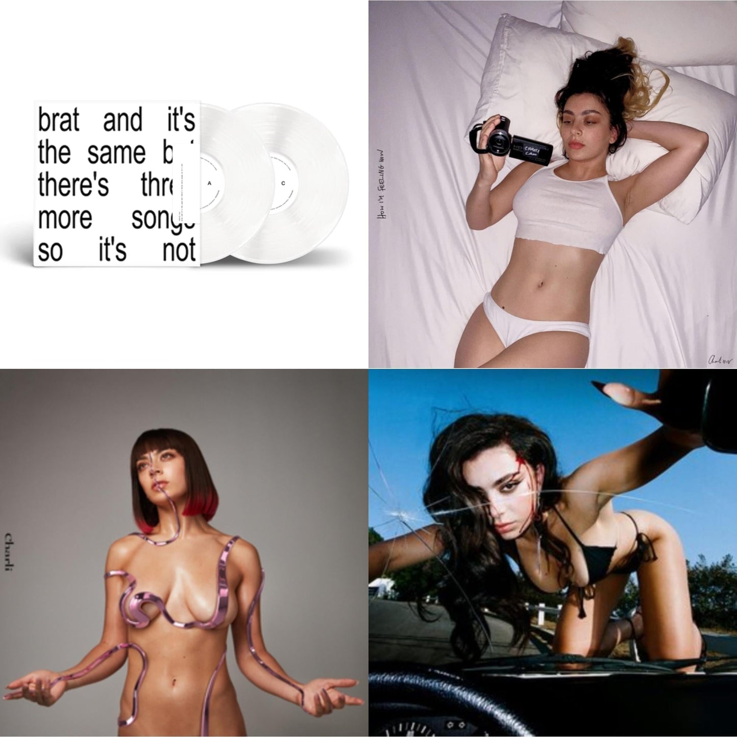 Charli Xcx - Brat & It's The Same But There's Three More Songs So It's Not (2LP/White Vinyl) & How I'm Feeling Now (Clear LP Vinyl) & Charli Charli (2LP) & Crash