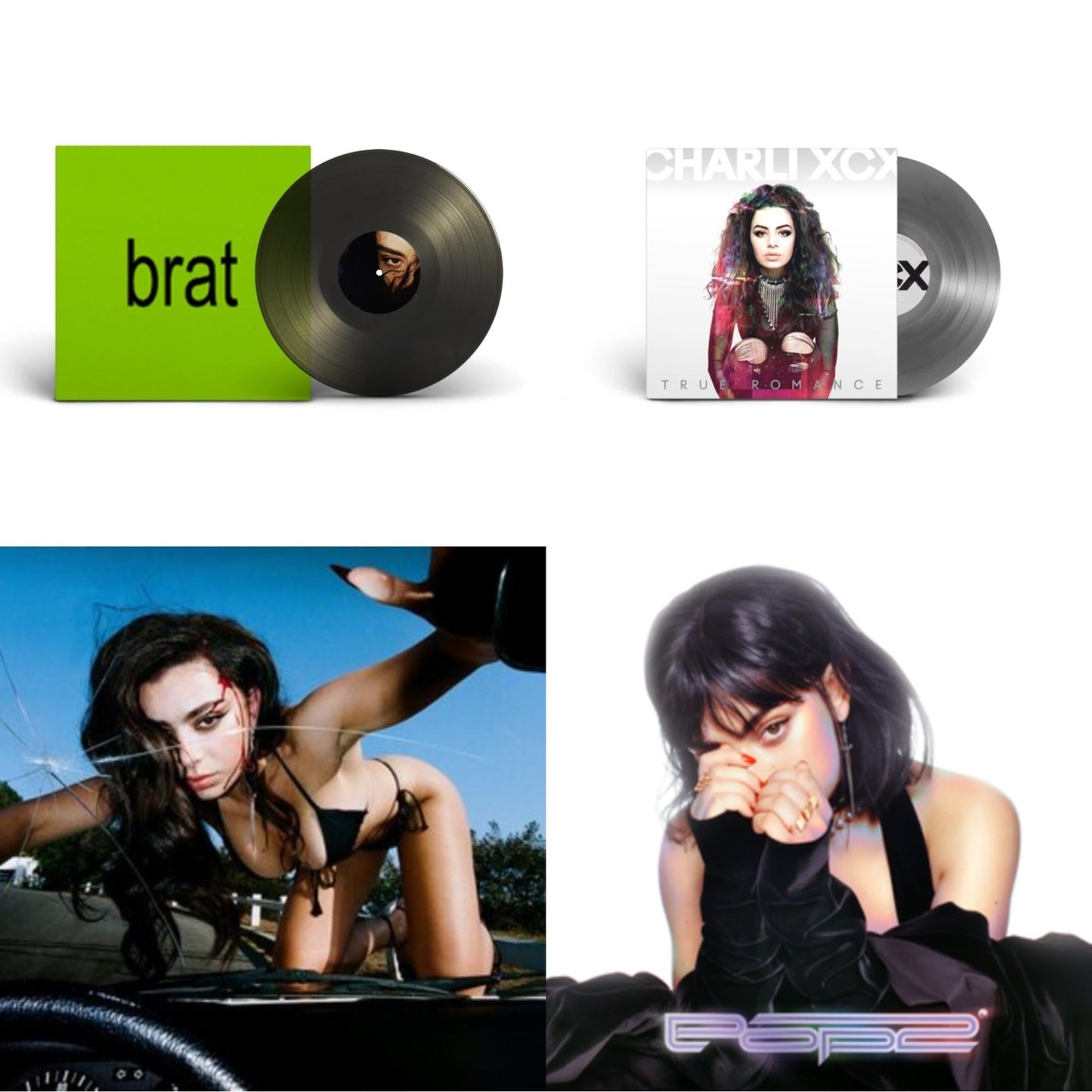 Charli Xcx - Brat (Black Ice LP Vinyl) & True Romance Original Angels Repress & Crash & Pop 2 (5 Year Anniversary)