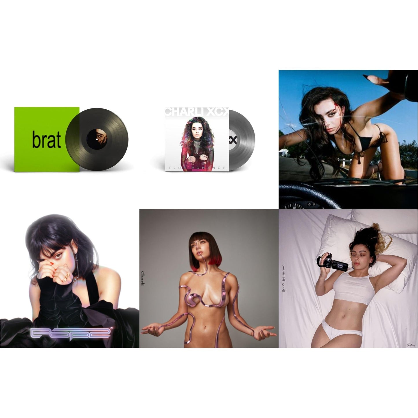 Charli Xcx - Brat (Black Ice LP Vinyl) & True Romance Original Angels Repress & Crash & Pop 2 (5 Year Anniversary) & Charli Charli (2LP) & How I'm Feeling Now (Clear LP Vinyl)
