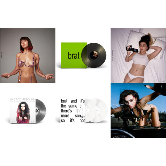 Charli Xcx - Brat & It's The Same But There's Three More Songs So It's Not (2LP/White Vinyl) & Brat (Black Ice LP Vinyl) & How I'm Feeling Now (Clear LP Vinyl) & Charli Charli (2LP) & True Romance Original Angels Repress & Crash
