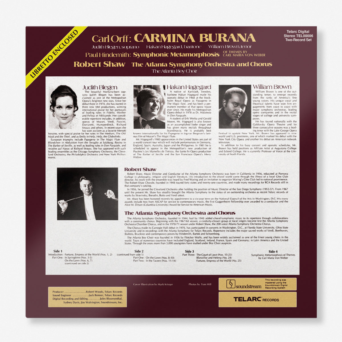Carl Orff's Carmina Burana & Paul Hindemith's Symphonic Metamorphosis (2-LP) Vinyl Record