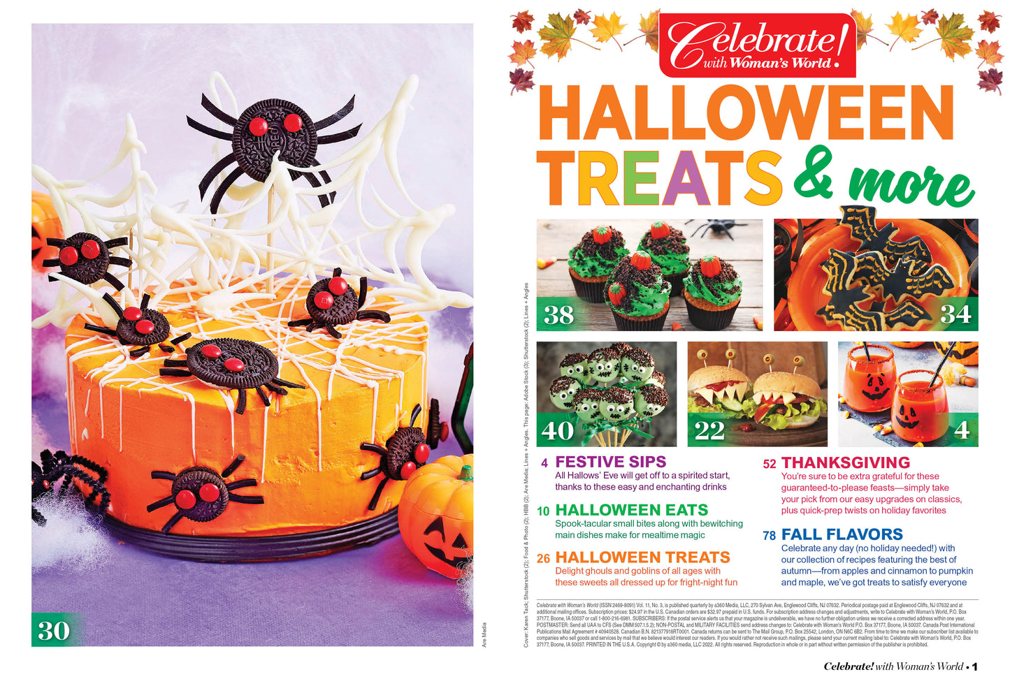 Celebrate with Woman's World - Halloween Treats: 109 Recipes, Cocktails, Snacks, Dinner, Cakes, Minis, Cupcakes, + Delicious Thanksgiving Ideas
