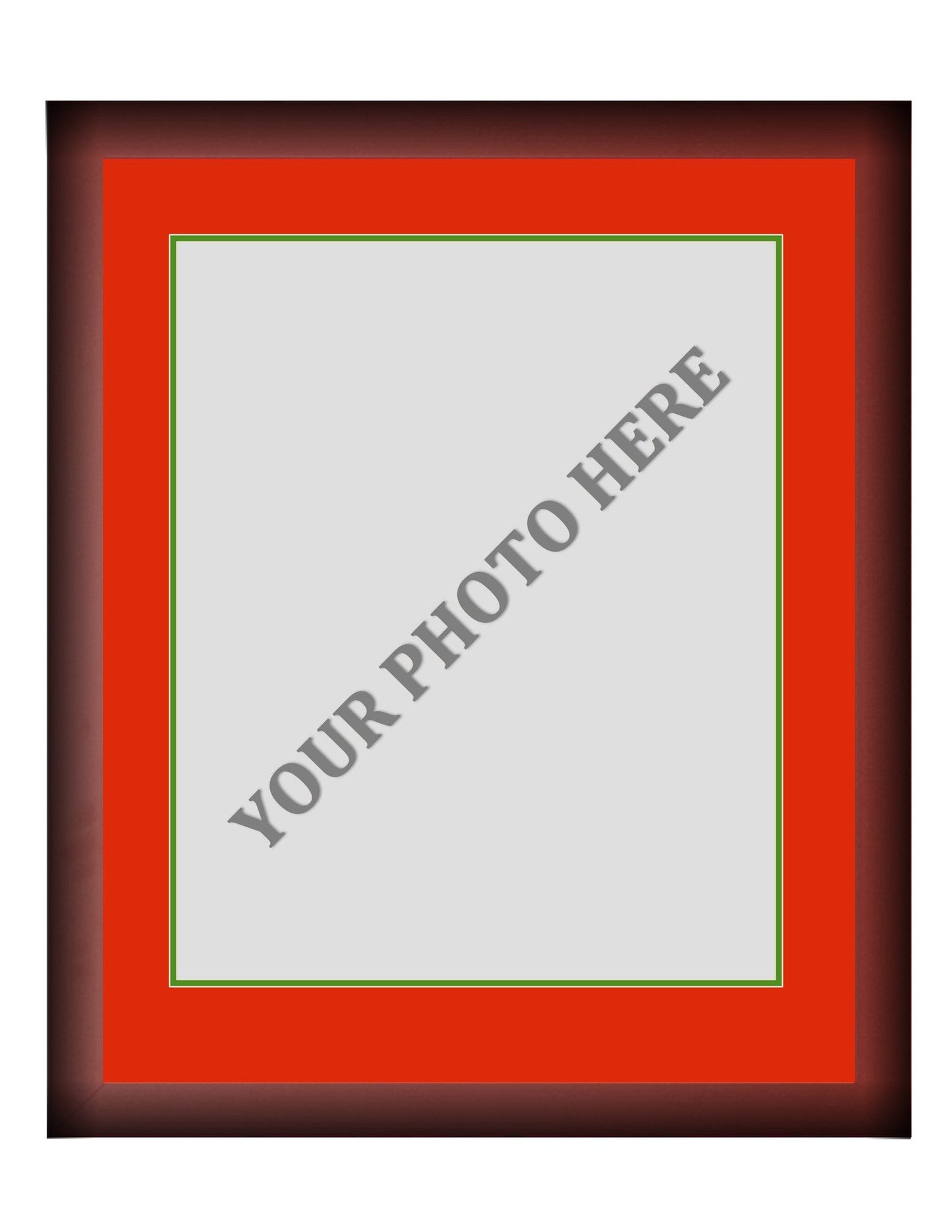 Frame Kit - Cherry Wood Frame | Red Matting | Green Trim