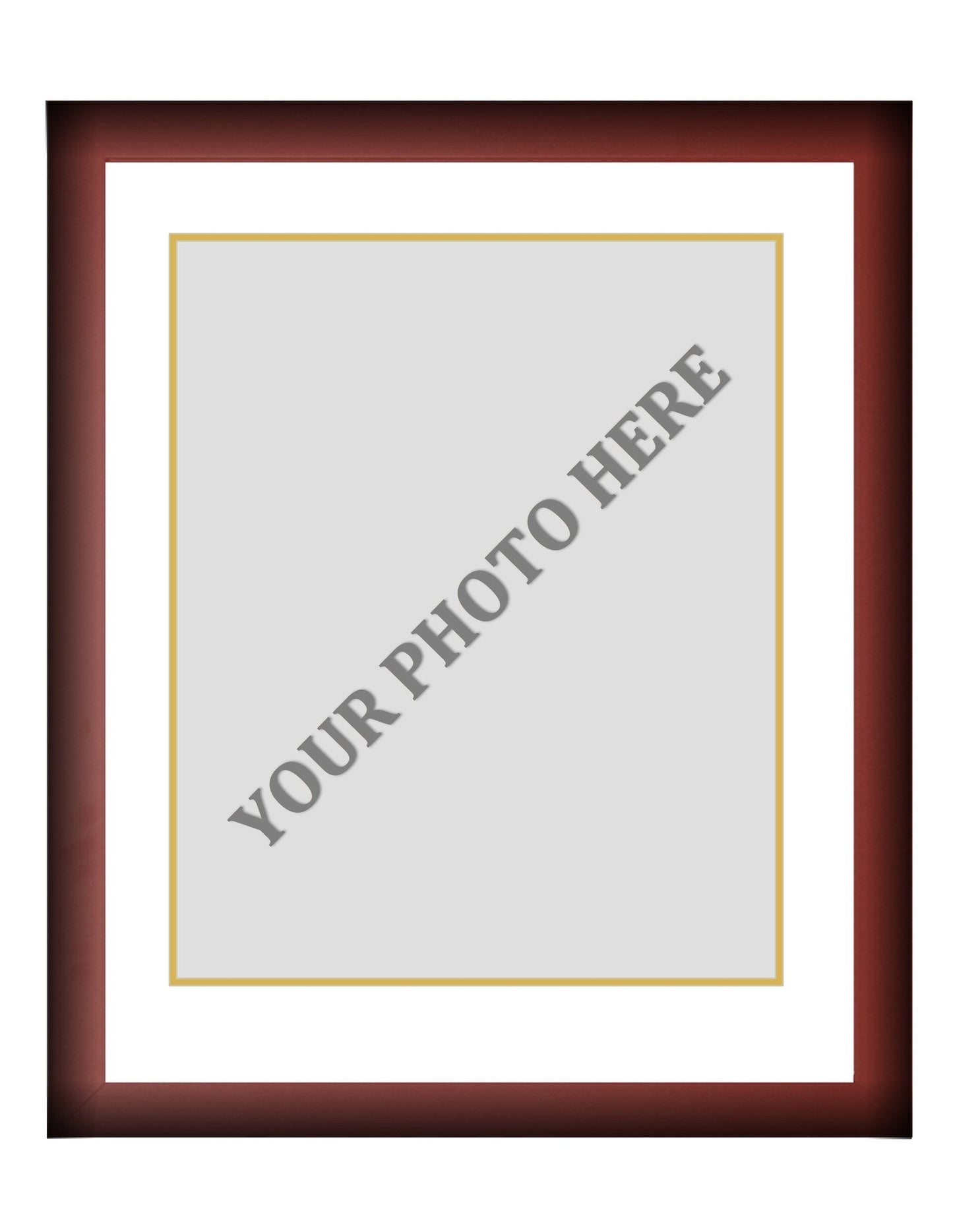 Frame Kit - Cherry Wood Frame | White Matting | Gold Trim