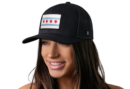 Chicago Flag HAKA Trucker Hat Black Chicago Snapback