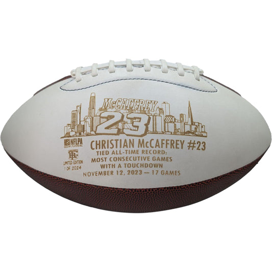 Christian McCaffrey Rushing Champion & TD Record Laser Engraved Football