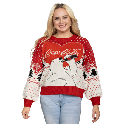 Coca Cola Heart Polar Bear Drinking Sweater