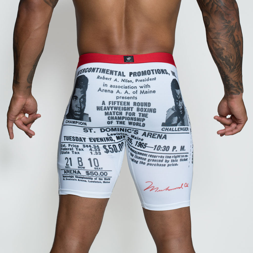 Muhammad Ali Robe 1965 Mens Brief Shorts White