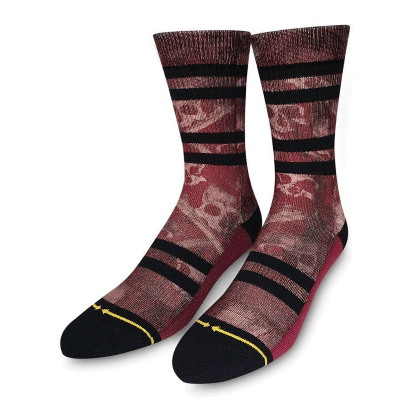 Skulls Burgundy Adult Crew Socks