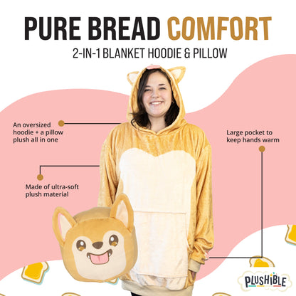 Toast the Corgi Bread Snugible 2-in-1 Blanket Hoodie & Pillow