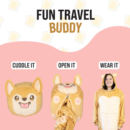 Toast the Corgi Bread Snugible 2-in-1 Blanket Hoodie & Pillow
