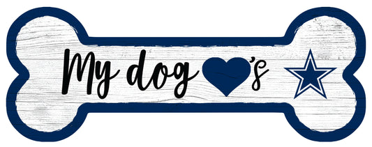 Dallas Cowboys Football Dog Bone White Wooden Sign