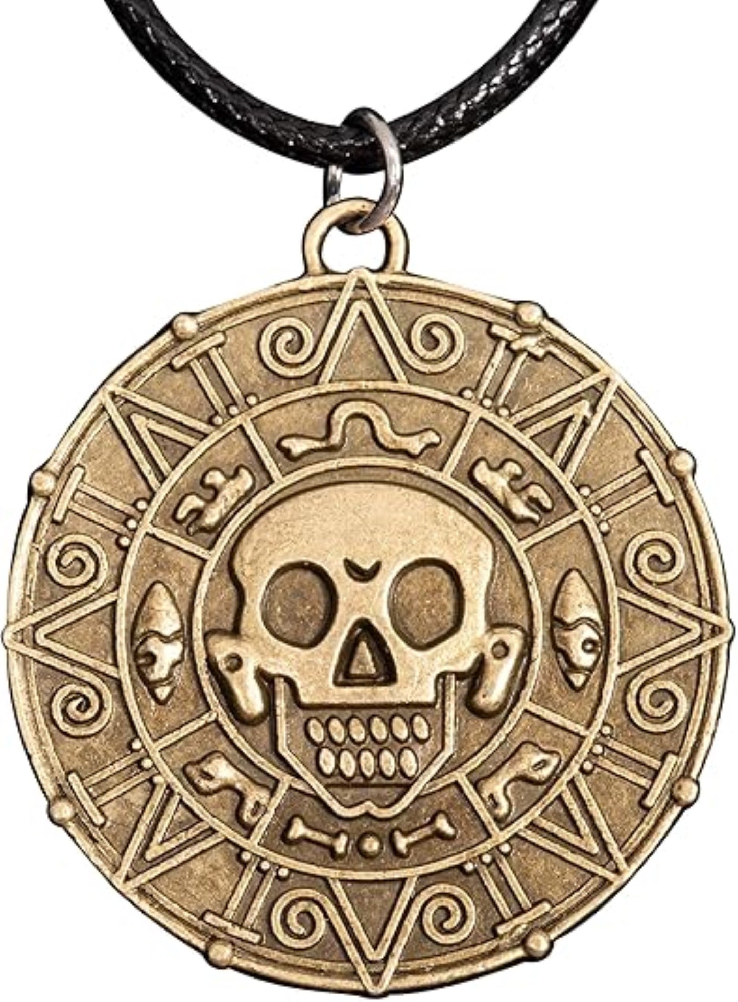 Cursed Pirates Aztec Coin Medallion Necklace Halloween Cosplay Costume Accessory