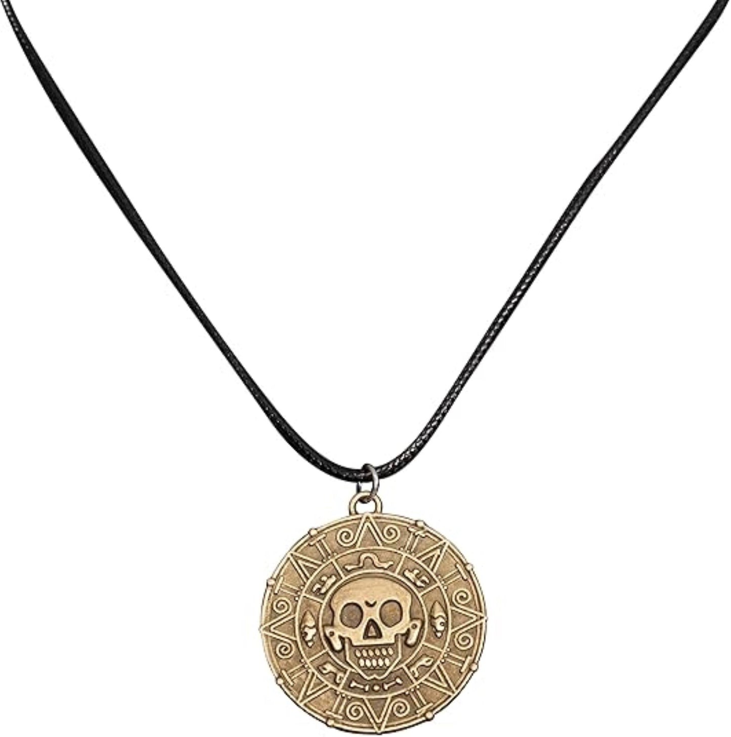 Cursed Pirates Aztec Coin Medallion Necklace Halloween Cosplay Costume Accessory