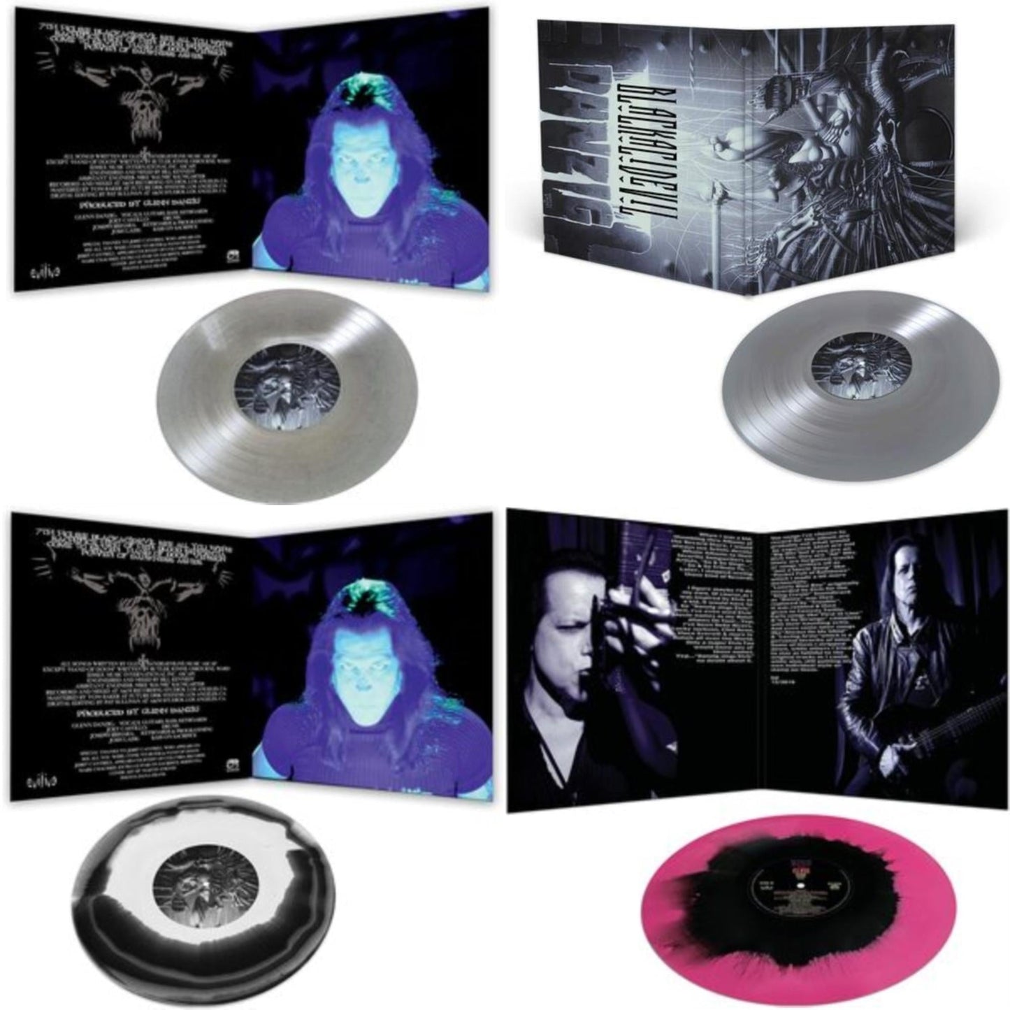 Danzig - Danzig 5: Blackout (Glitter LP Vinyl) & Danzig 5: Blackacidevil (Silver LP Vinyl) & Danzig 5: Blackacidevil (Black & White Haze LP Vinyl) & Sings Elvis (Pink & Black Haze LP Vinyl)