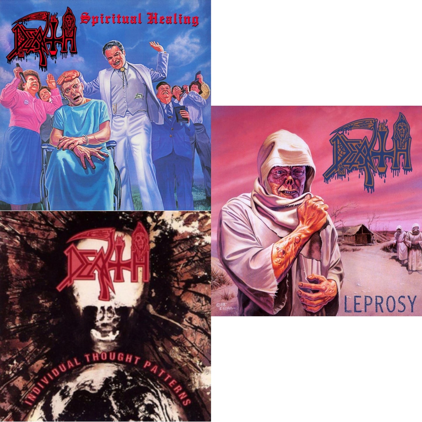 Death - Individual Thought Patterns - Reissue & Spiritual Healing & Leprosy (Reissue) - LP Vinyl Bundle