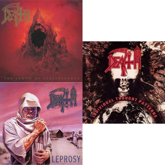 Death - Leprosy Reissue (Hot Pink, Bone White & Blue Jay Tri Color Merge With Splatter LP Vinyl) & Sound Of Perseverance (Black, Red & Gold Tri Color Merge Withsplatter Vinyl/2LP) & Individual Thought Patterns - Reissue