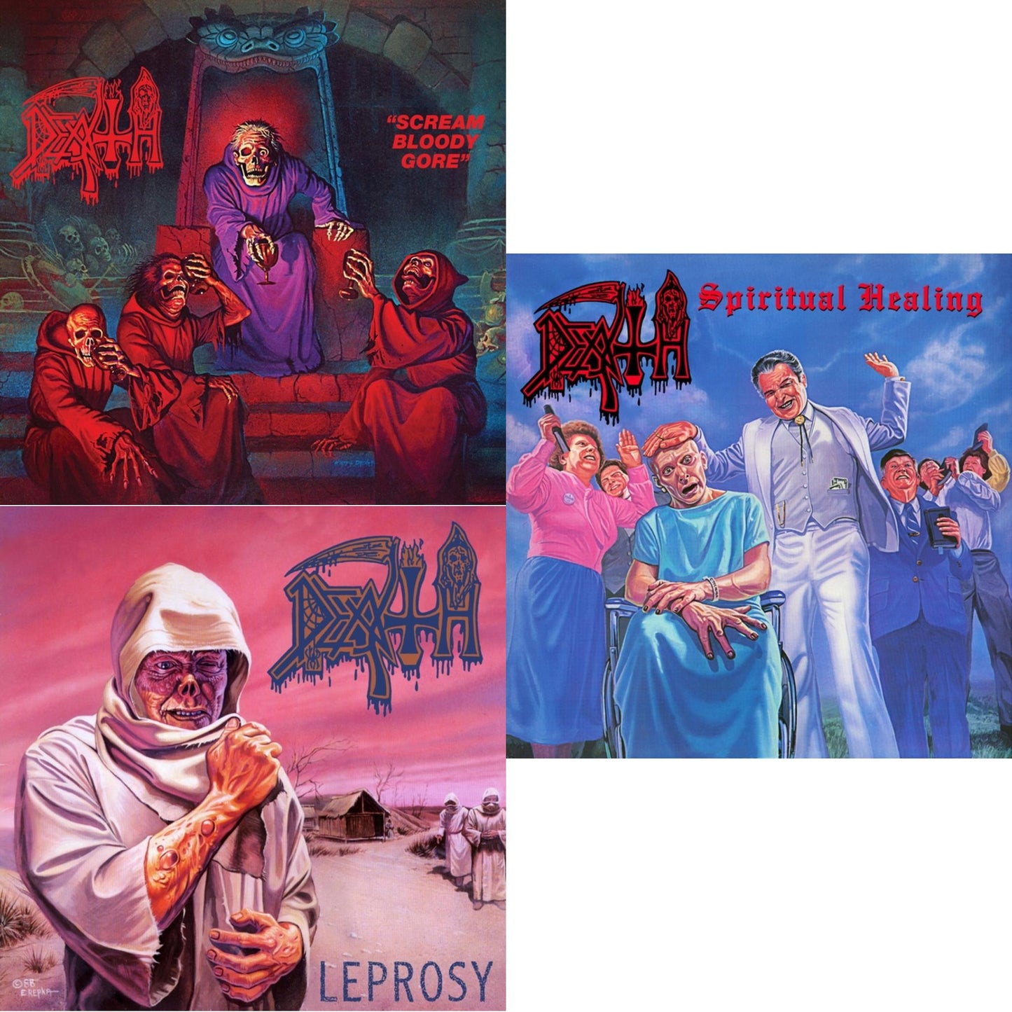 Death - Spiritual Healing & Leprosy (Reissue) & Scream Bloody Gore (Reissue) - LP Vinyl Bundle