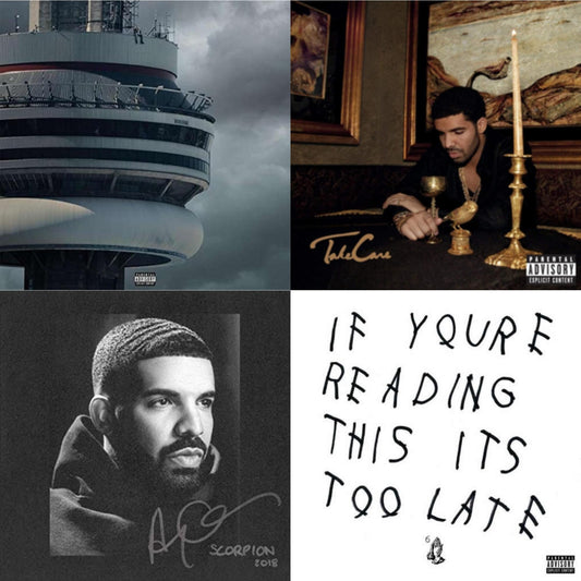 Drake - Views (Ex) & Take Care (Ex) & Scorpion (2 LP) & If You're Reading This It's Too Late (Ex)