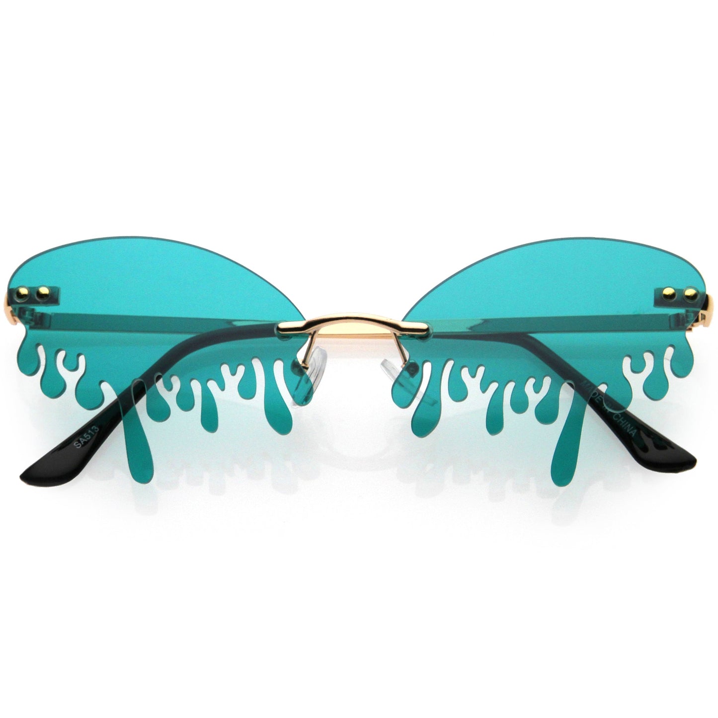Oozing Melting Effect Color Tinted Lens Oval Rimless Drip Sunglasses D072