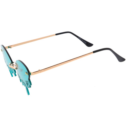 Oozing Melting Effect Color Tinted Lens Oval Rimless Drip Sunglasses D072