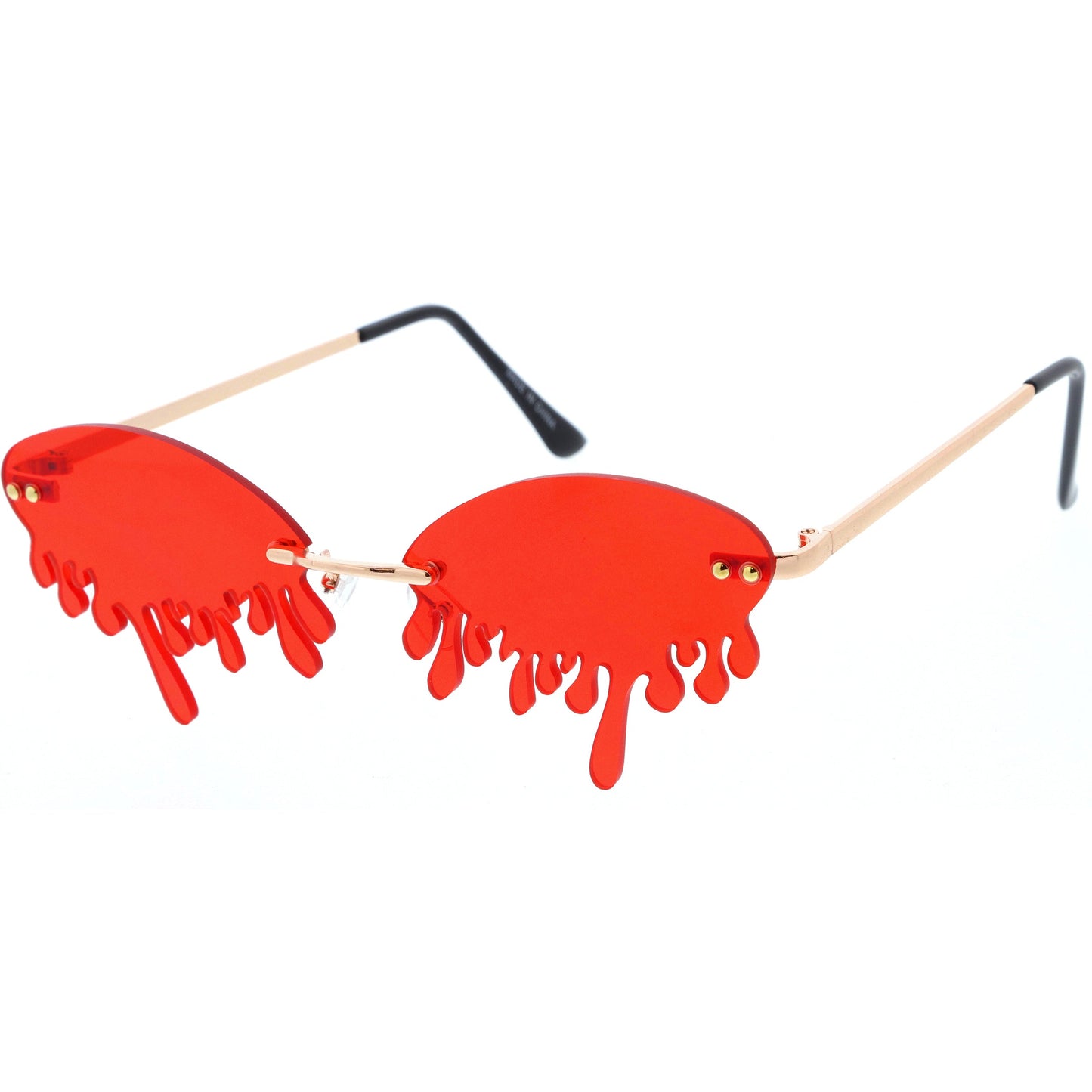 Oozing Melting Effect Color Tinted Lens Oval Rimless Drip Sunglasses D072