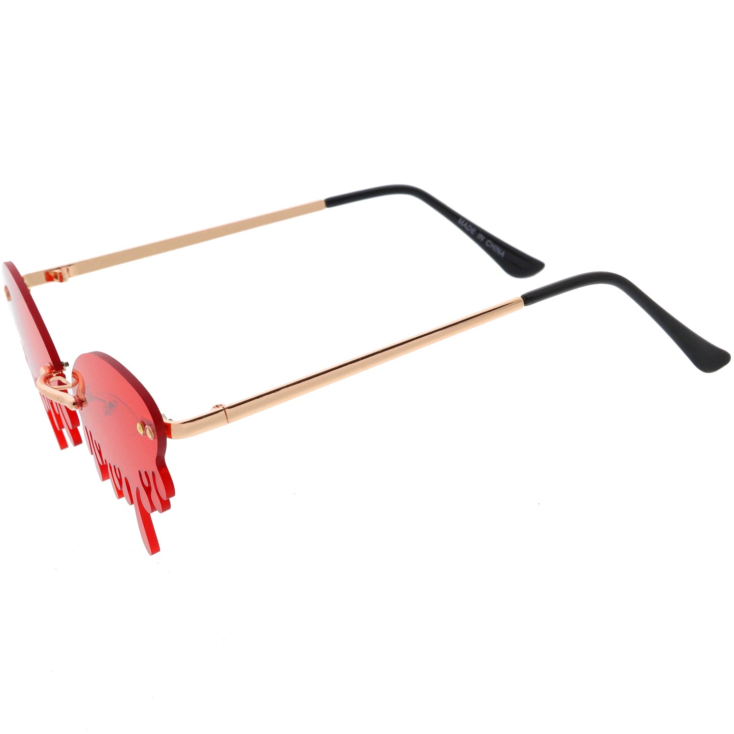 Oozing Melting Effect Color Tinted Lens Oval Rimless Drip Sunglasses D072