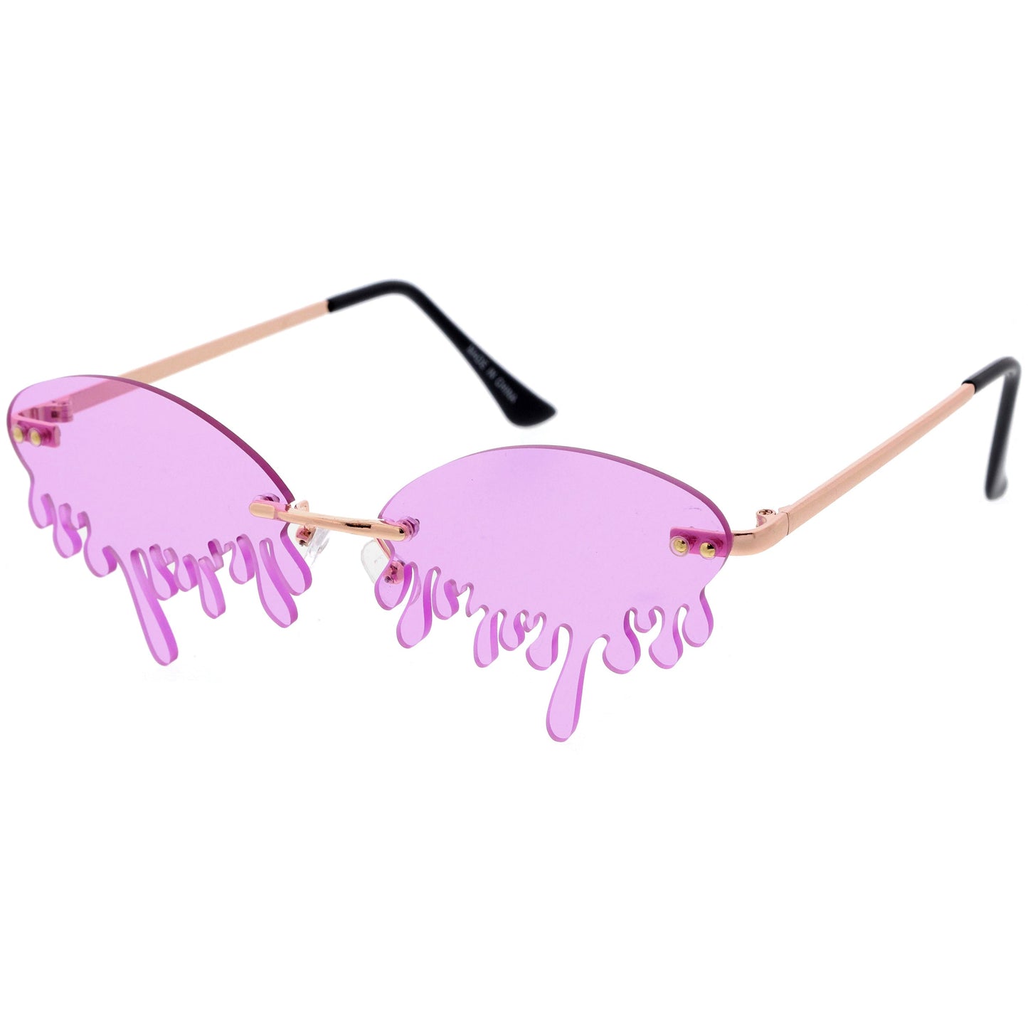 Oozing Melting Effect Color Tinted Lens Oval Rimless Drip Sunglasses D072