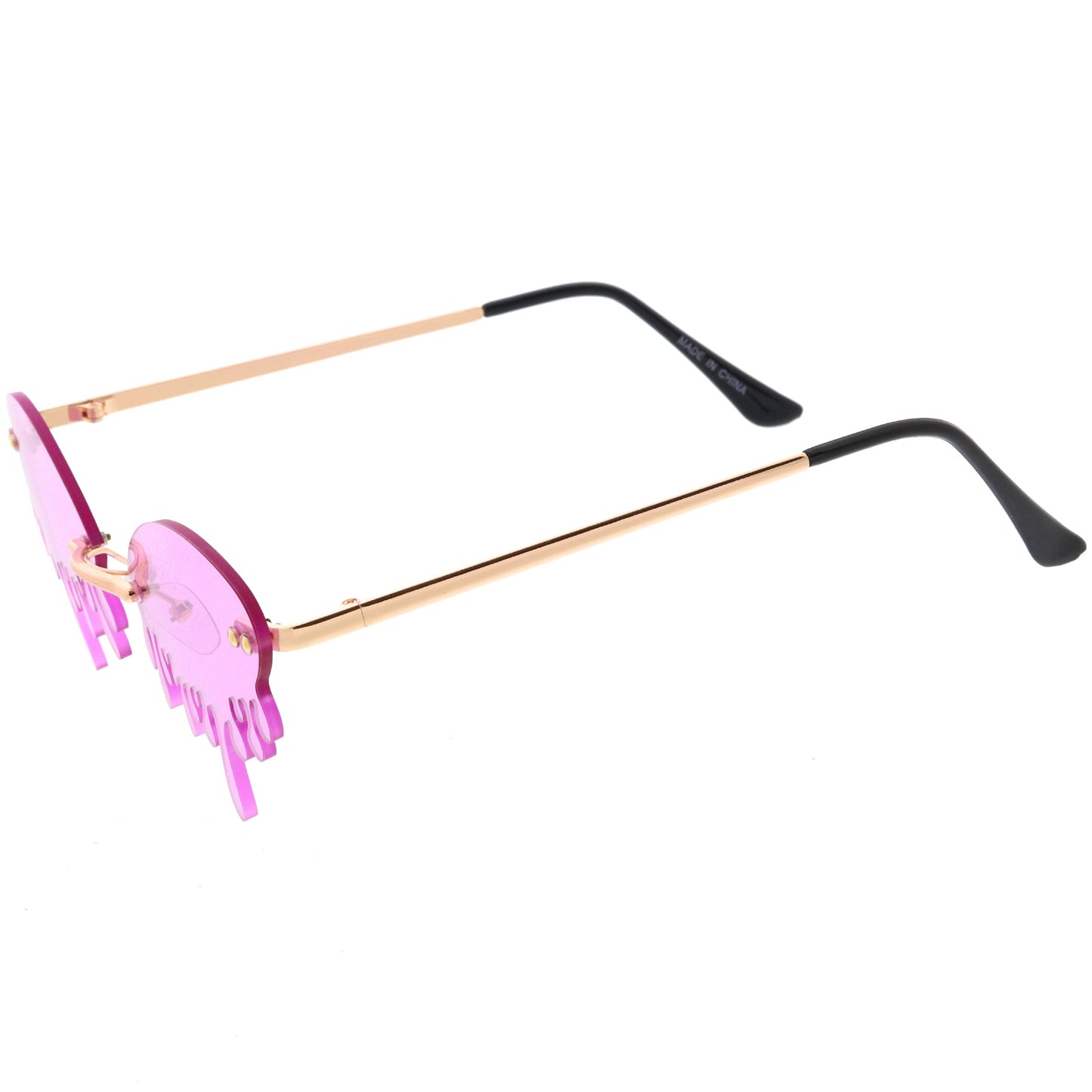 Oozing Melting Effect Color Tinted Lens Oval Rimless Drip Sunglasses D072