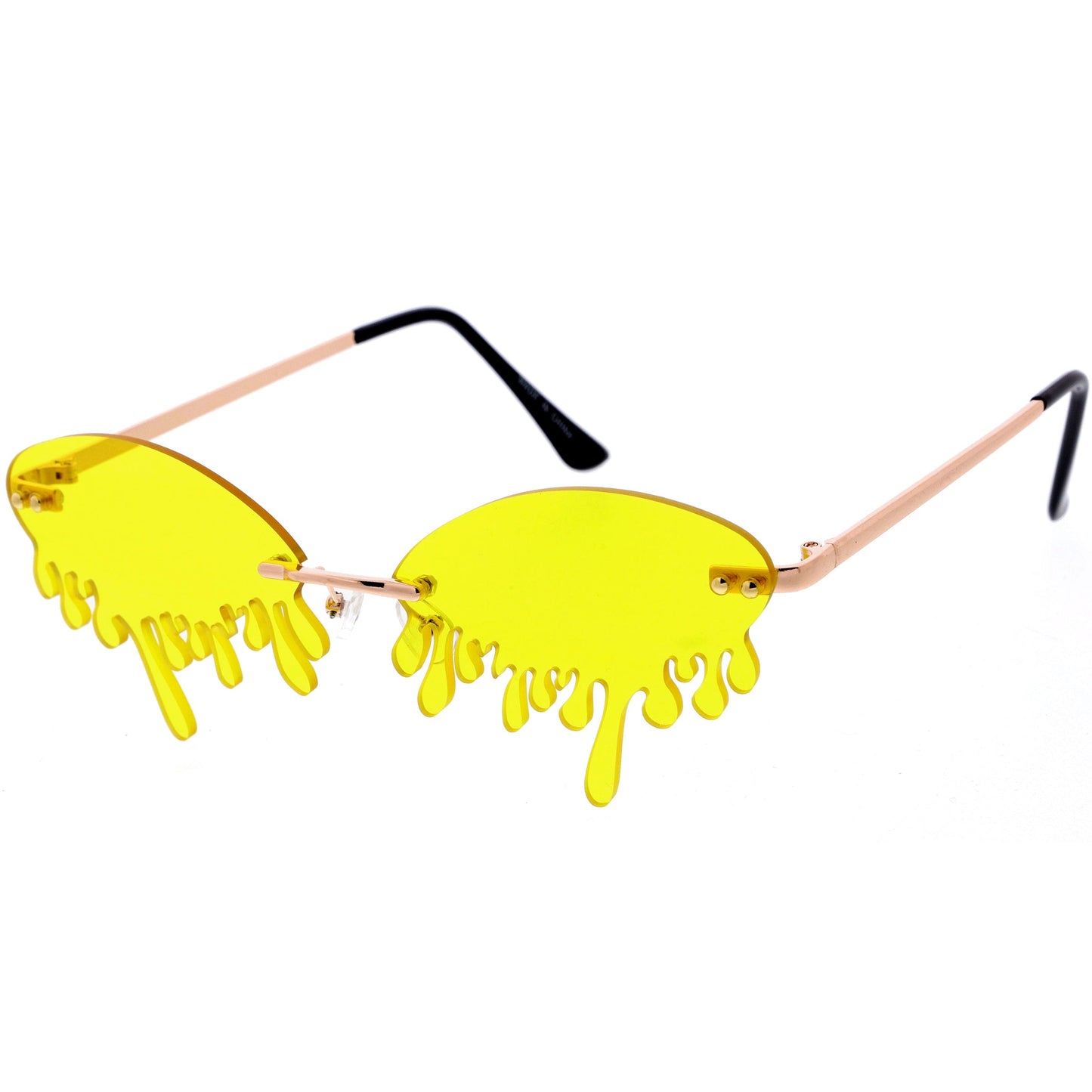 Oozing Melting Effect Color Tinted Lens Oval Rimless Drip Sunglasses D072