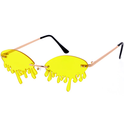 Oozing Melting Effect Color Tinted Lens Oval Rimless Drip Sunglasses D072