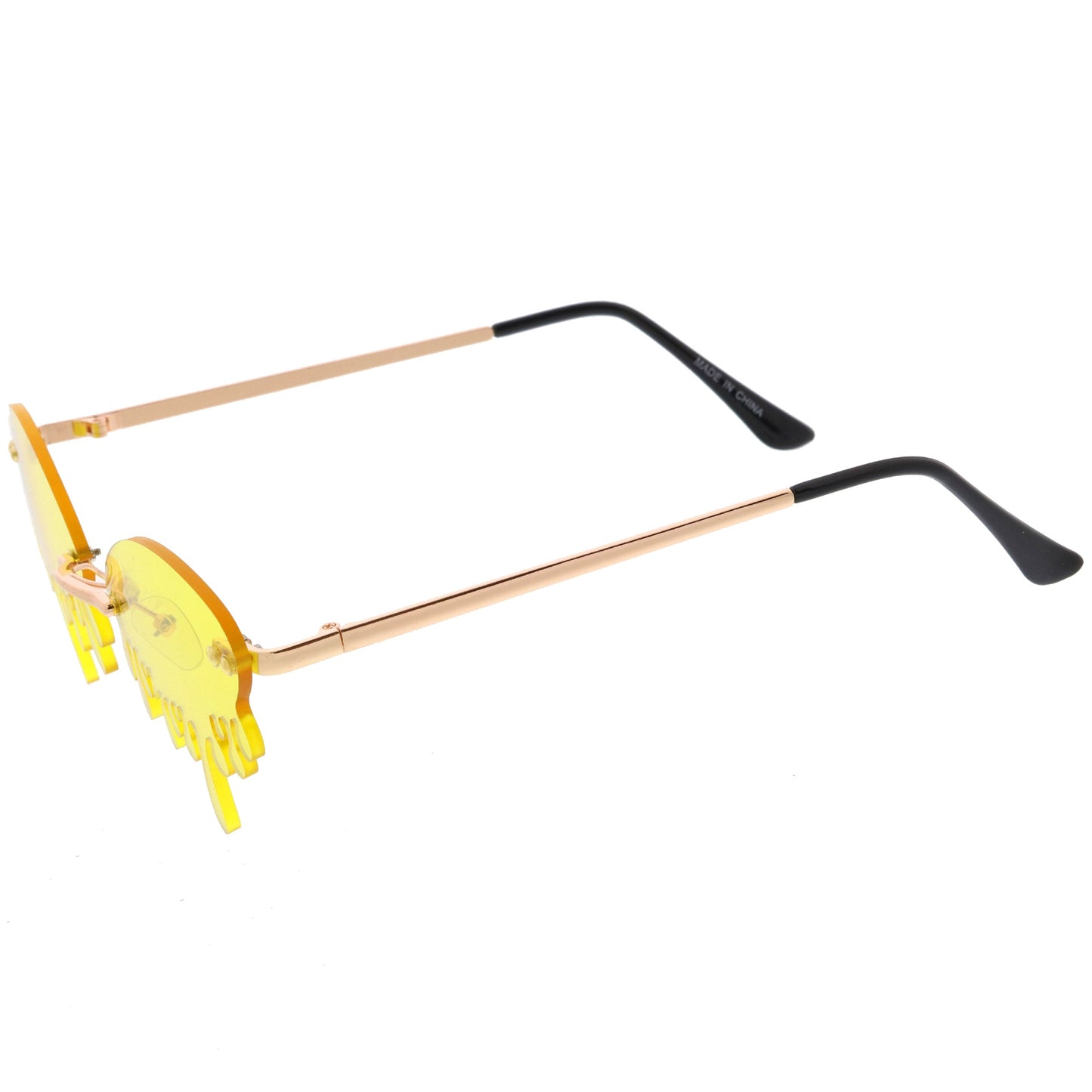 Oozing Melting Effect Color Tinted Lens Oval Rimless Drip Sunglasses D072
