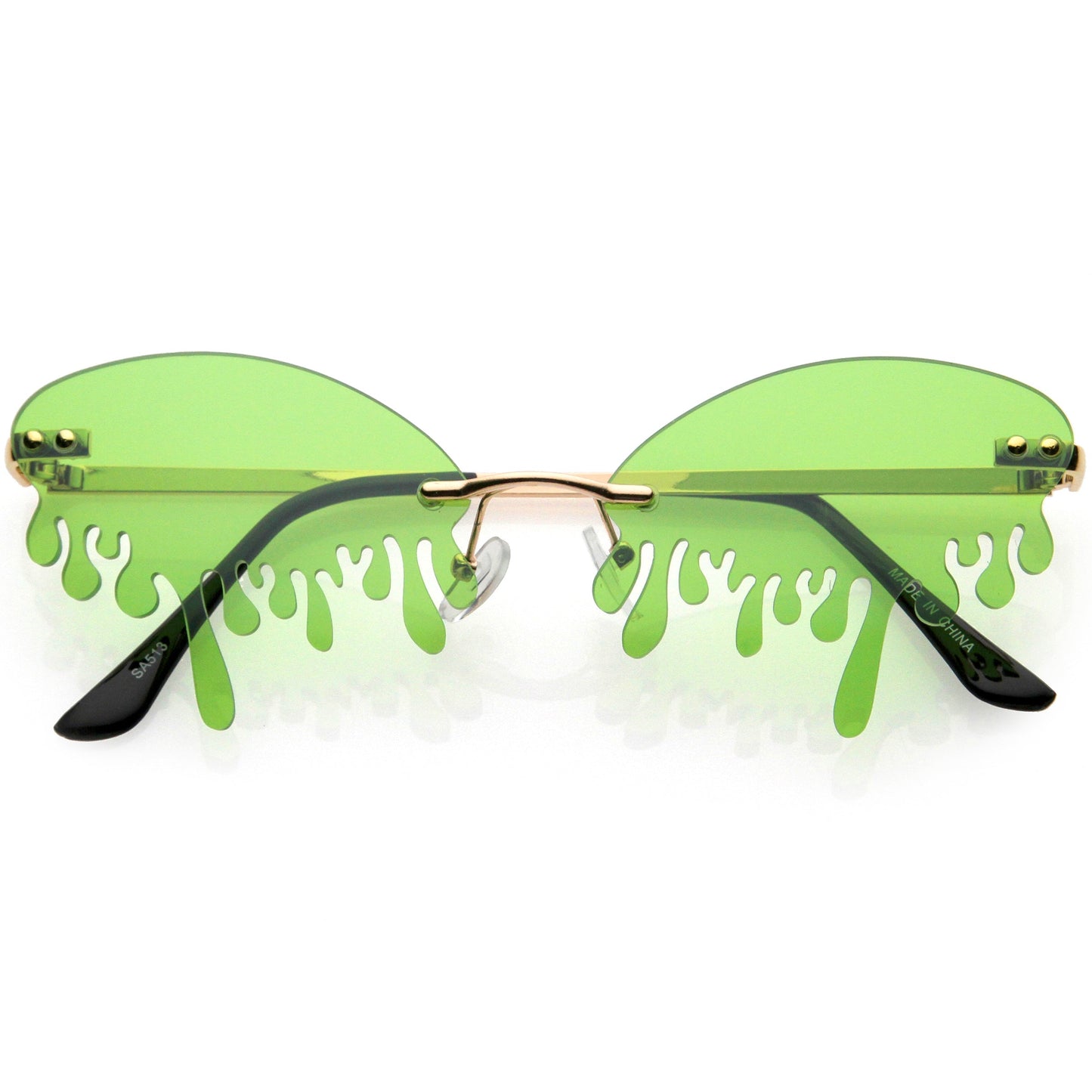 Oozing Melting Effect Color Tinted Lens Oval Rimless Drip Sunglasses D072