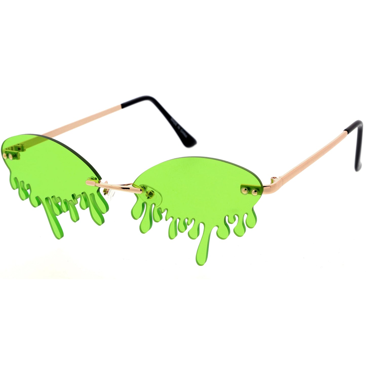 Oozing Melting Effect Color Tinted Lens Oval Rimless Drip Sunglasses D072