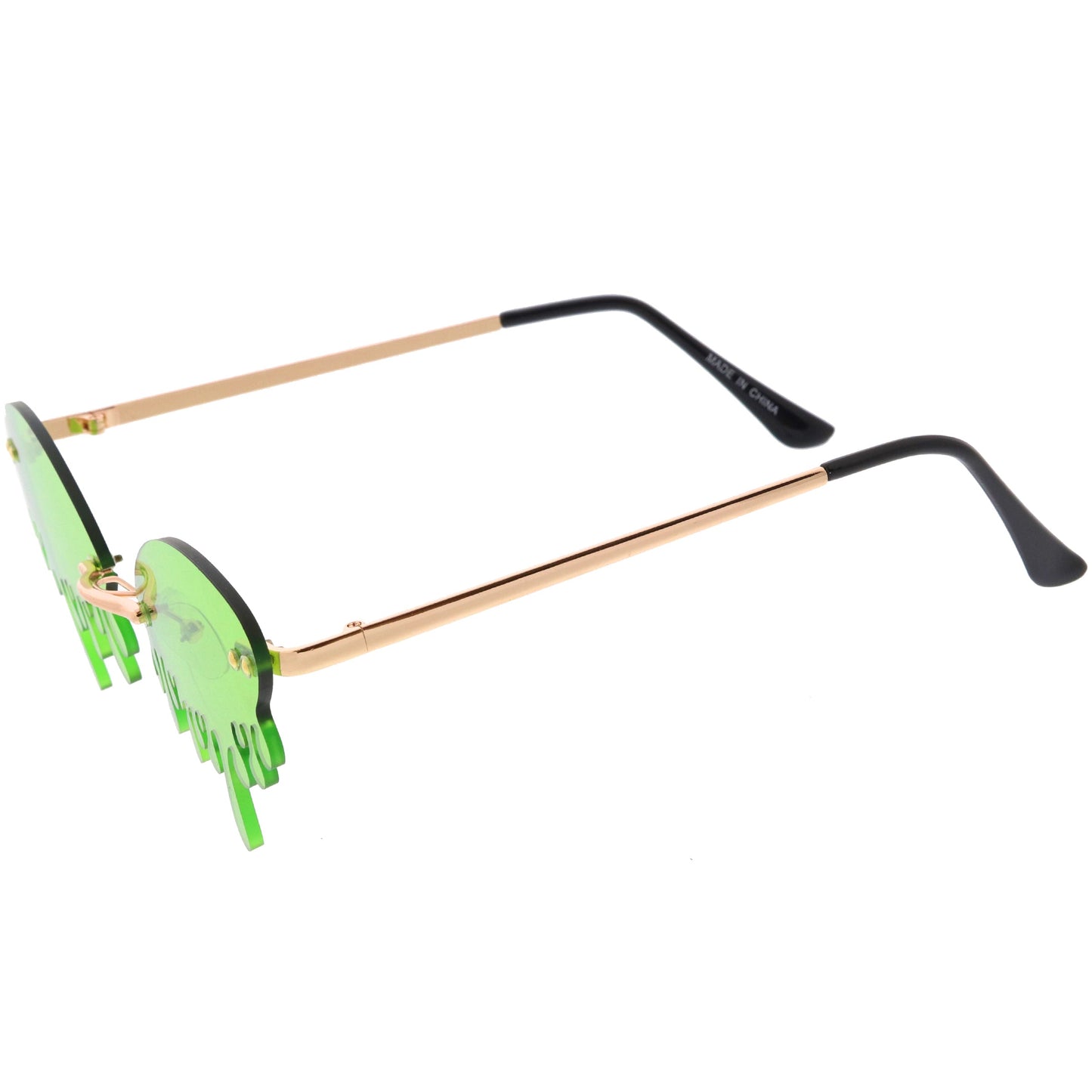 Oozing Melting Effect Color Tinted Lens Oval Rimless Drip Sunglasses D072