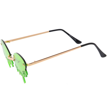 Oozing Melting Effect Color Tinted Lens Oval Rimless Drip Sunglasses D072