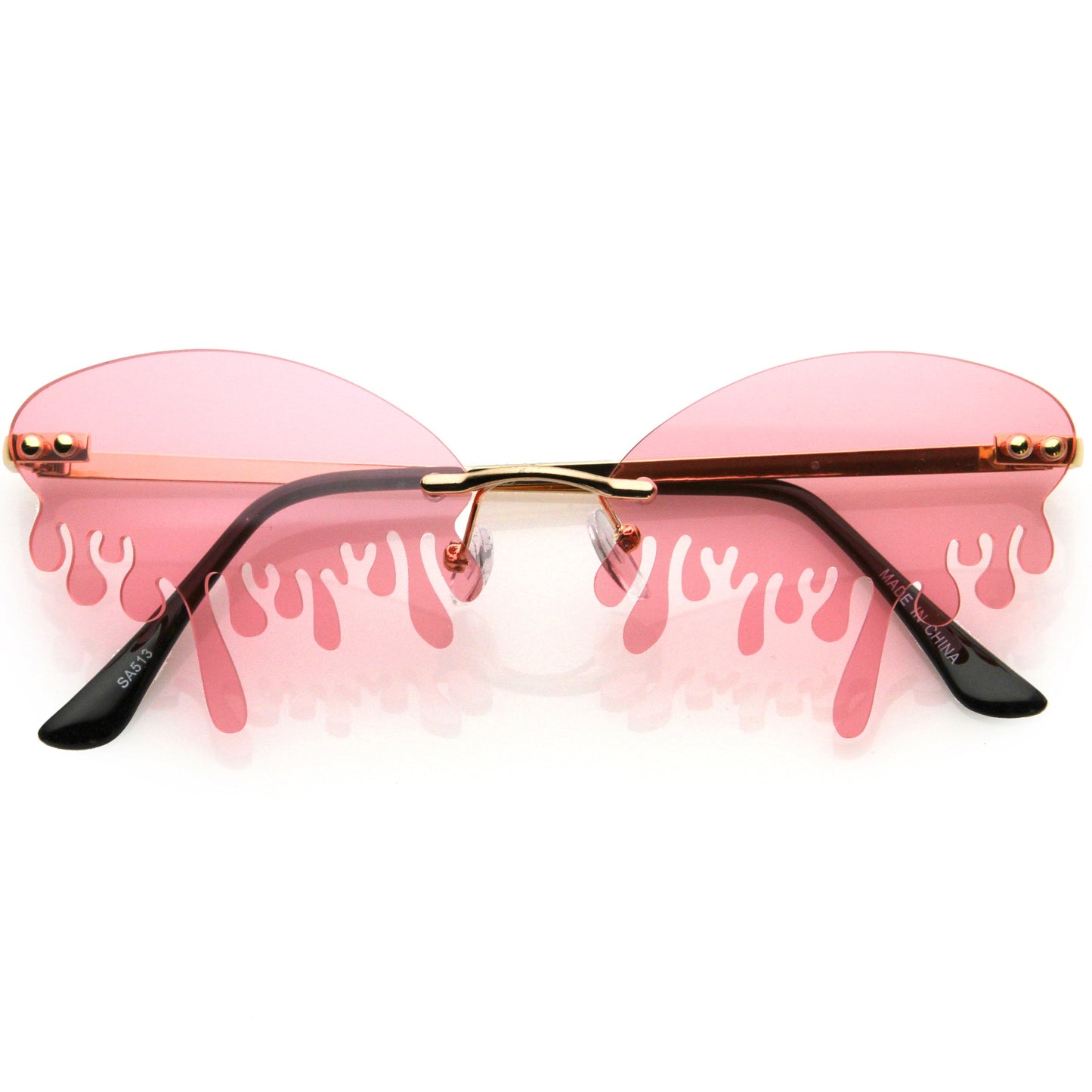 Oozing Melting Effect Color Tinted Lens Oval Rimless Drip Sunglasses D072
