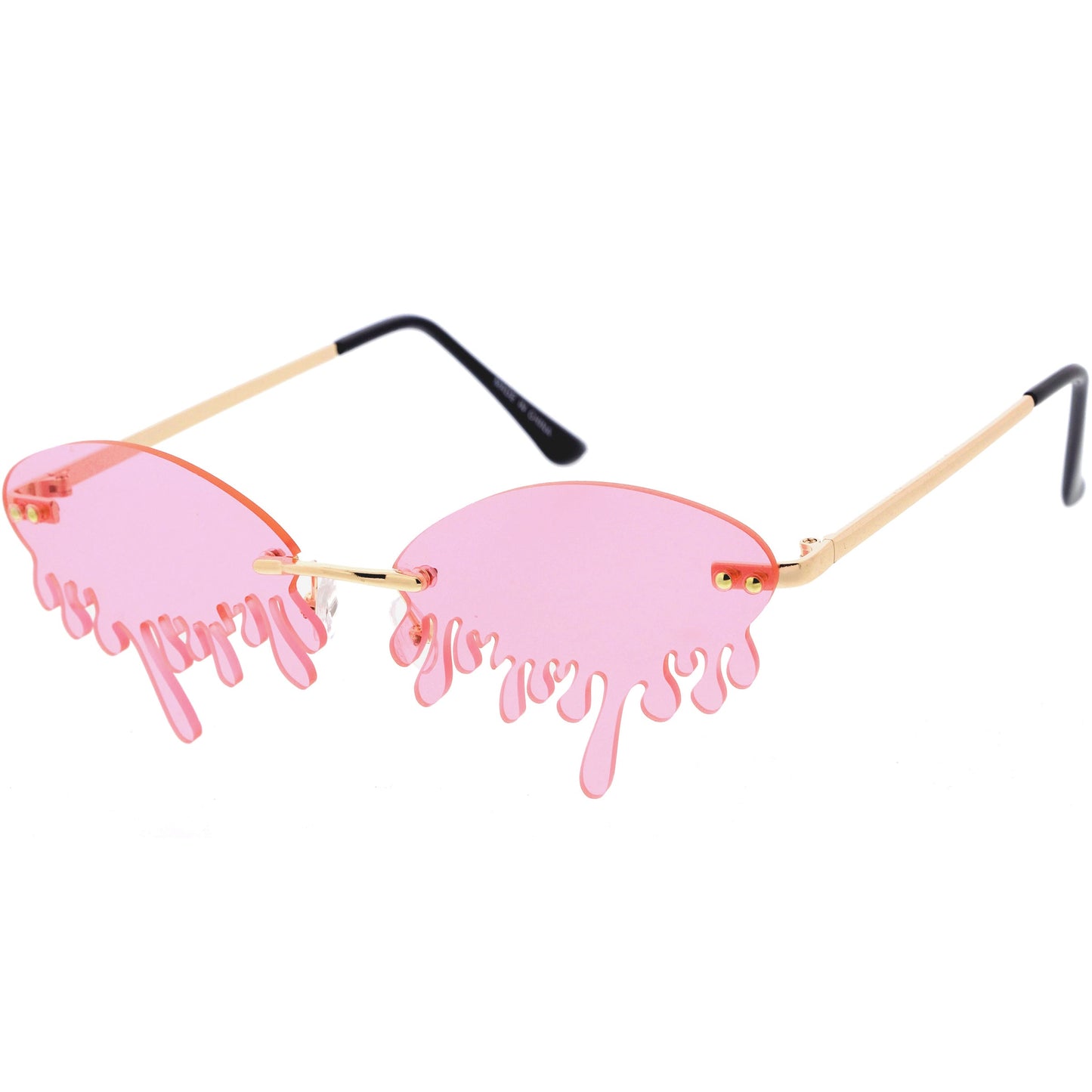 Oozing Melting Effect Color Tinted Lens Oval Rimless Drip Sunglasses D072