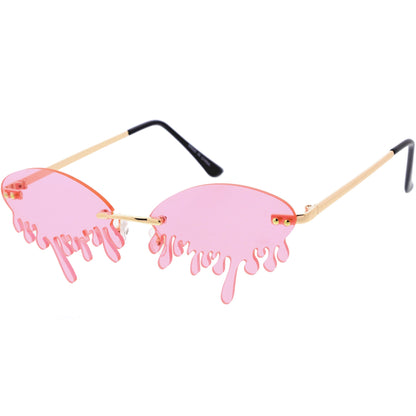 Oozing Melting Effect Color Tinted Lens Oval Rimless Drip Sunglasses D072