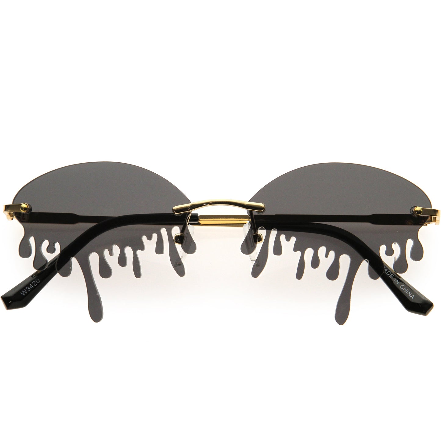 Oozing Melting Effect Color Tinted Lens Oval Rimless Drip Sunglasses D072