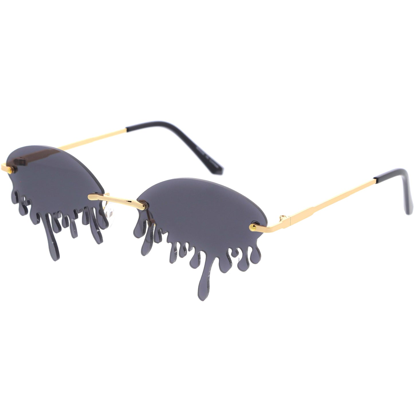 Oozing Melting Effect Color Tinted Lens Oval Rimless Drip Sunglasses D072