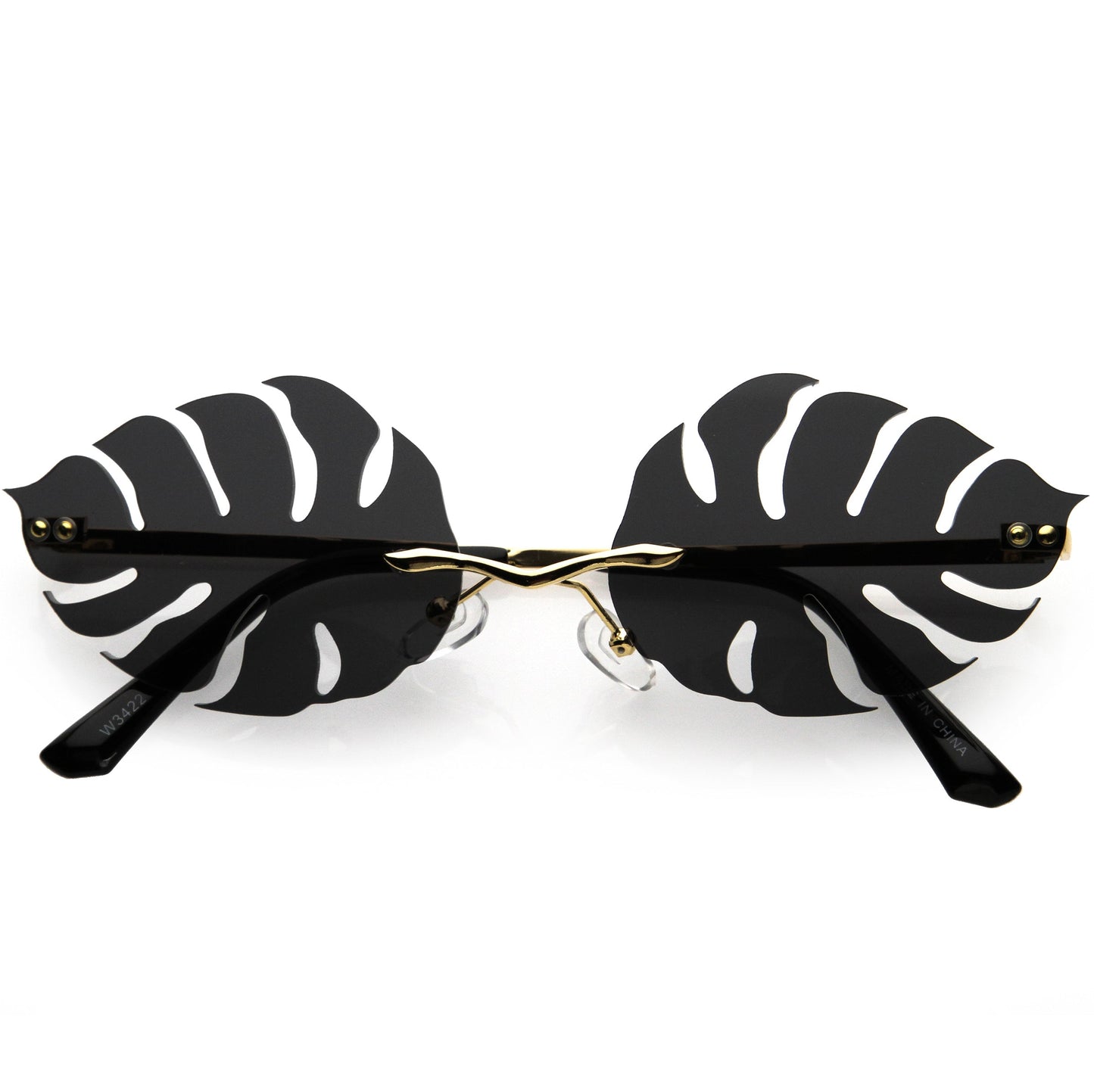 Tropical Palm Leaf Shape Cut-Out Rimless Color Tinted Leaves Sunglasses D075